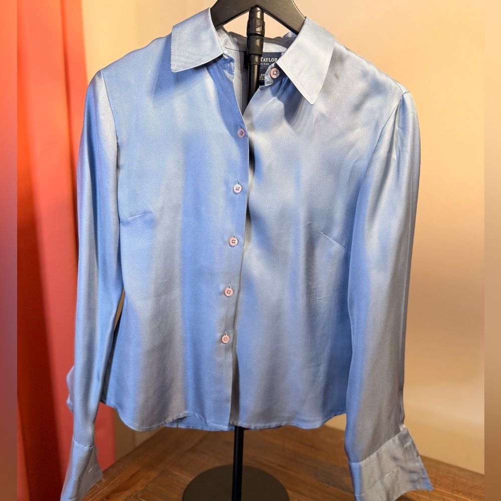 Ann Taylor Light Blue Satin Blouse